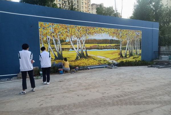 学校操场围墙彩绘