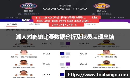 湖人对鹈鹕比赛数据分析及球员表现总结