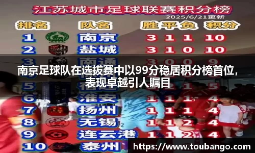 南京足球队在选拔赛中以99分稳居积分榜首位，表现卓越引人瞩目